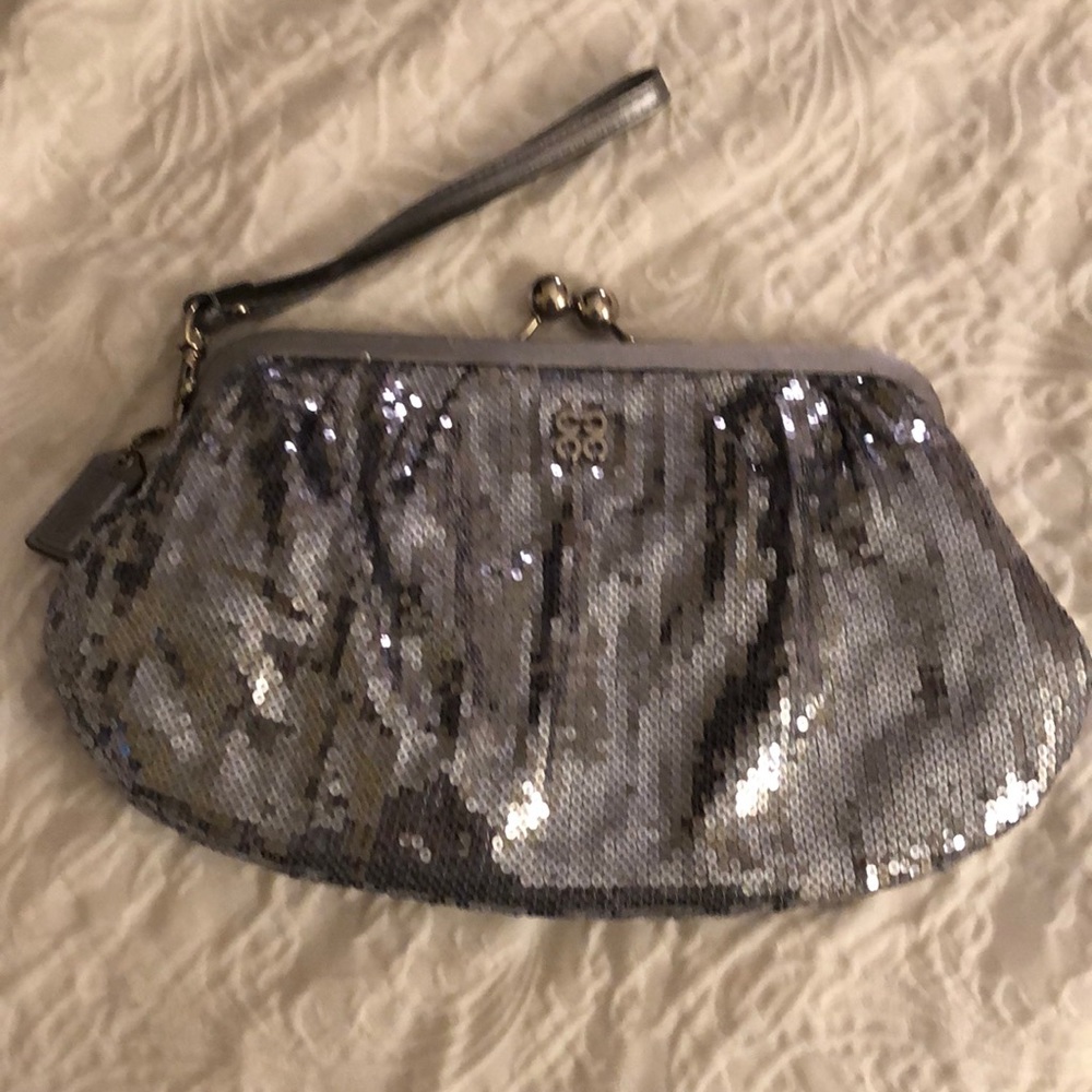 coach silver evening clutch